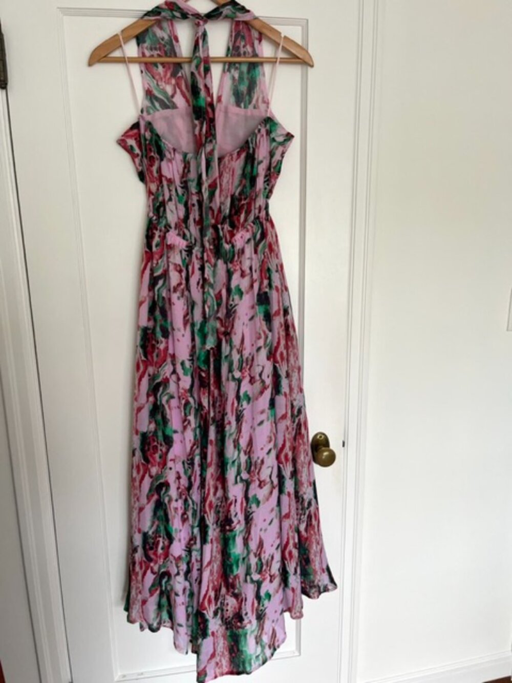 Lula Soul Halter Maxi Dress in Pink Watercolor | Size Small - Picture 8 of 12